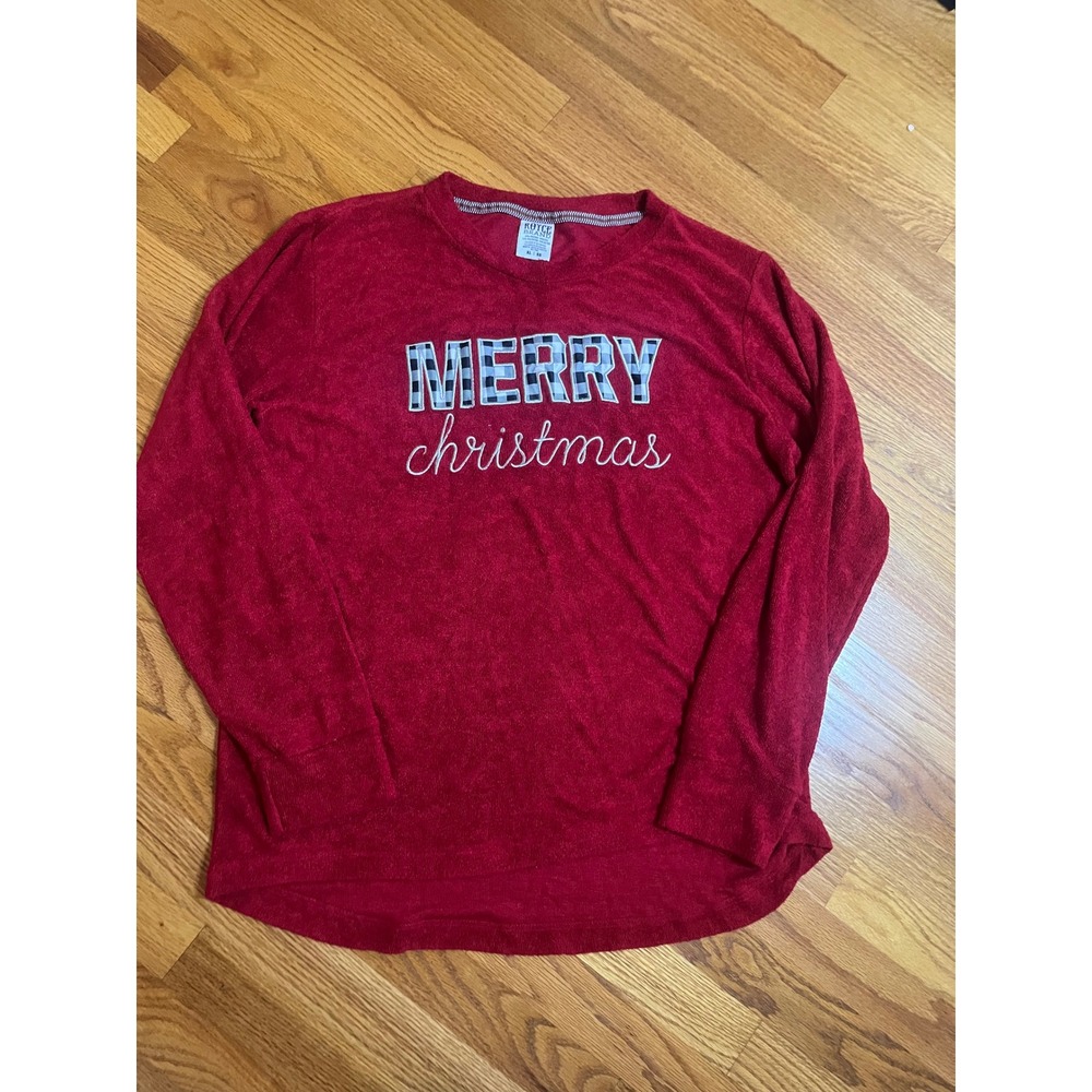 Royce Brand  Red Merry Christmas Plaid Applique Long Sleeve Shirt XL Festive